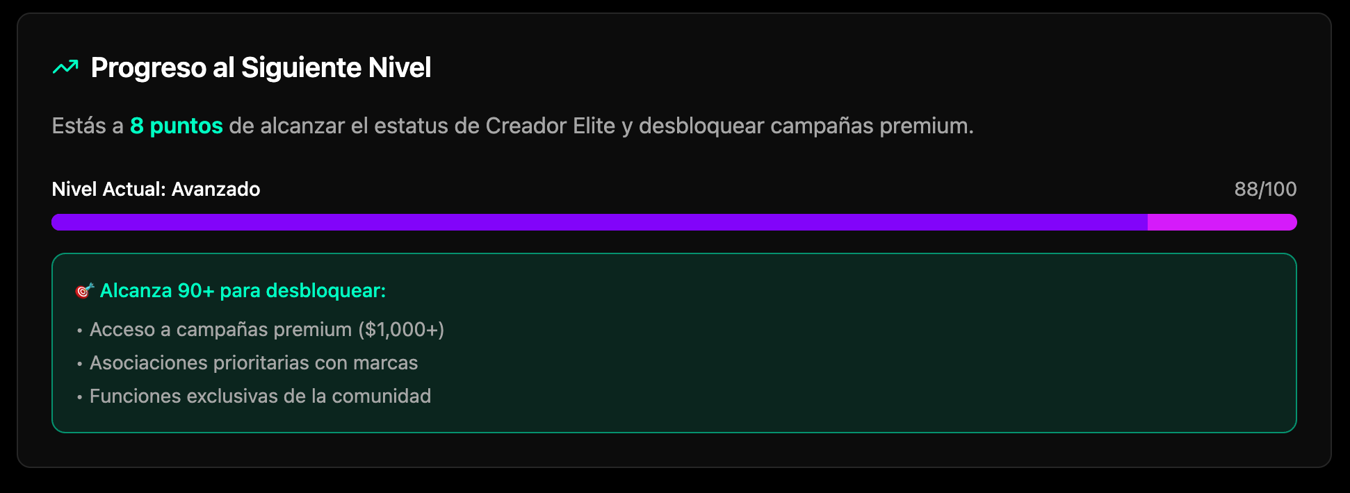 Perfil de creador de contenido en Conektia